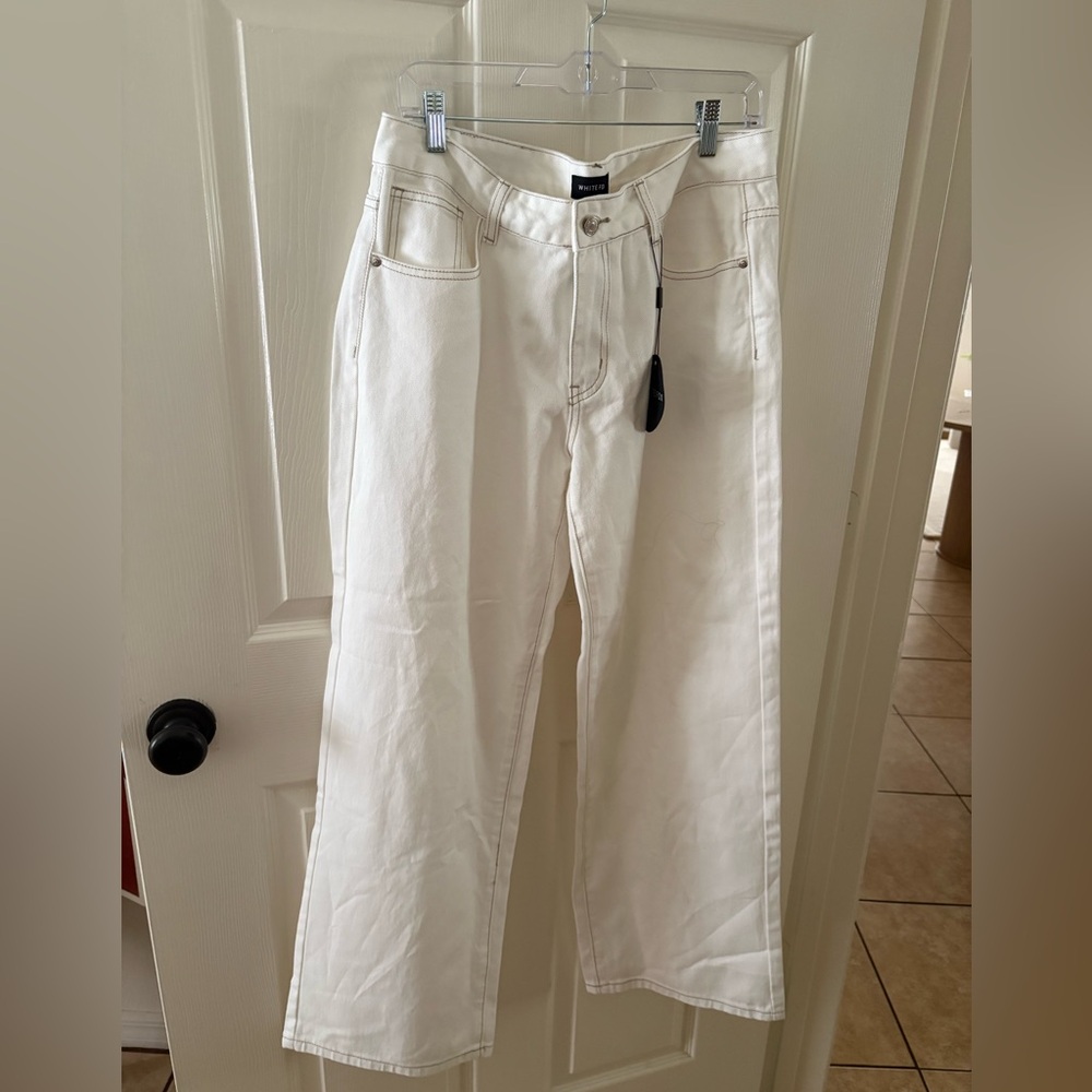 Classic High-Rise White Wide-Leg Baggy Jeans